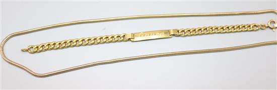 9ct gold necklace and 18ct gold bracelet